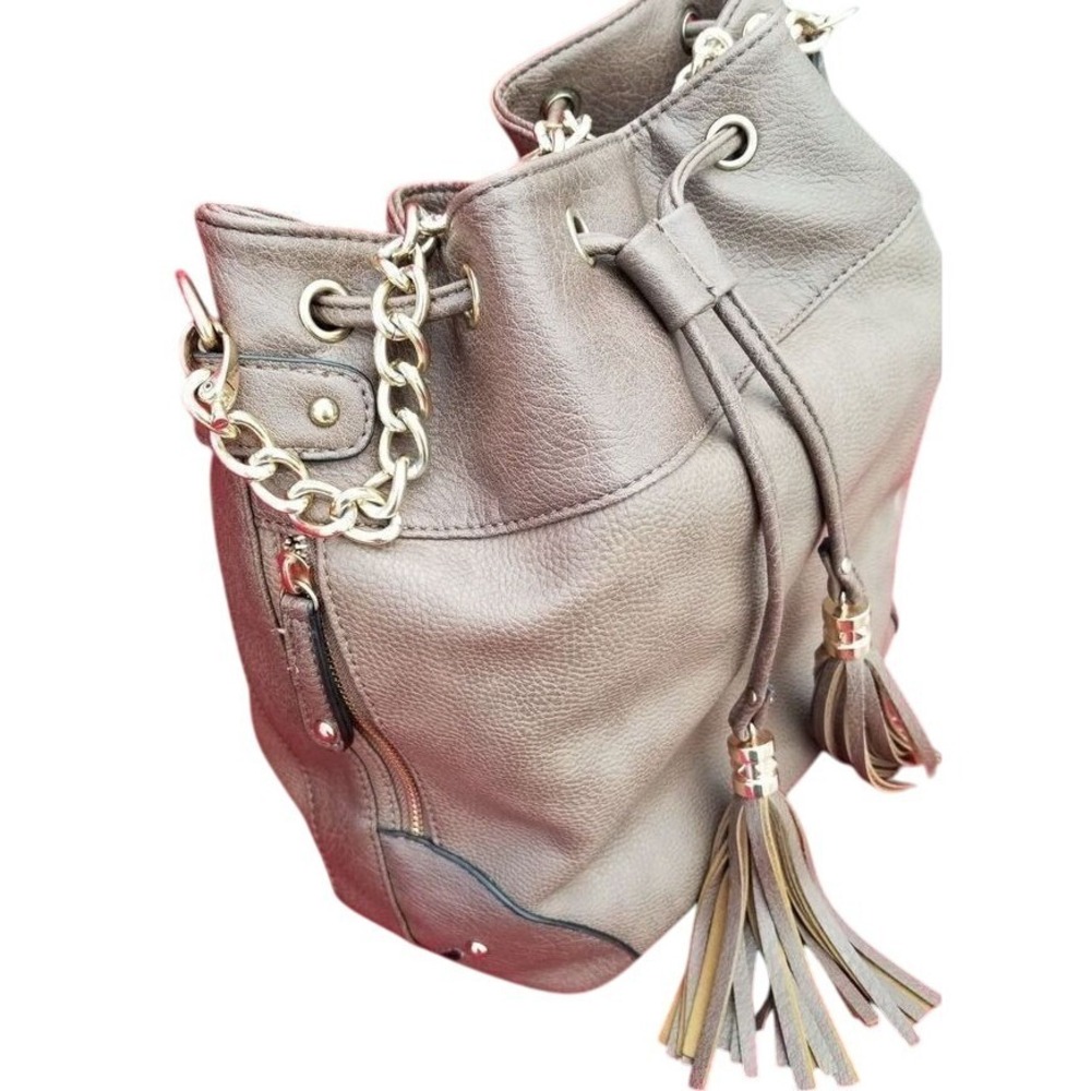 Aldo Bucket Bag Chain Strap Tassel Details Faux Leather Shoulder Bag